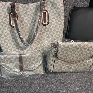 Elegant Geometric Patterned Tote Bag Set